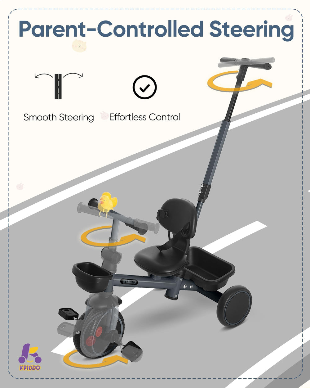 KRIDDO pedal clutch enables switching between push and ride modes
