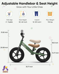 KRIDDO balance bike all-terrain tires for diverse surfaces.