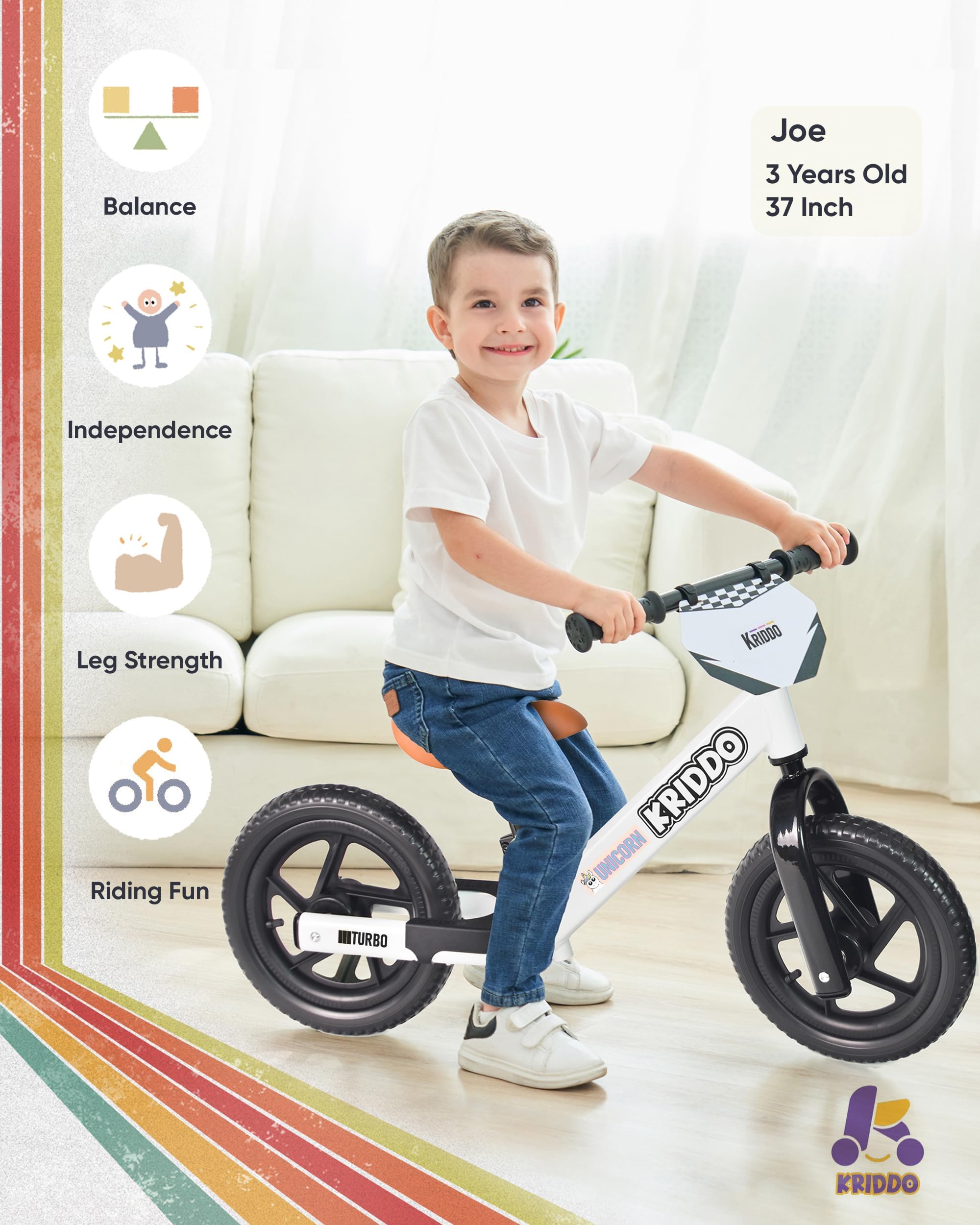 KRIDDO DIY stickers allow kids to customize their bike creatively.