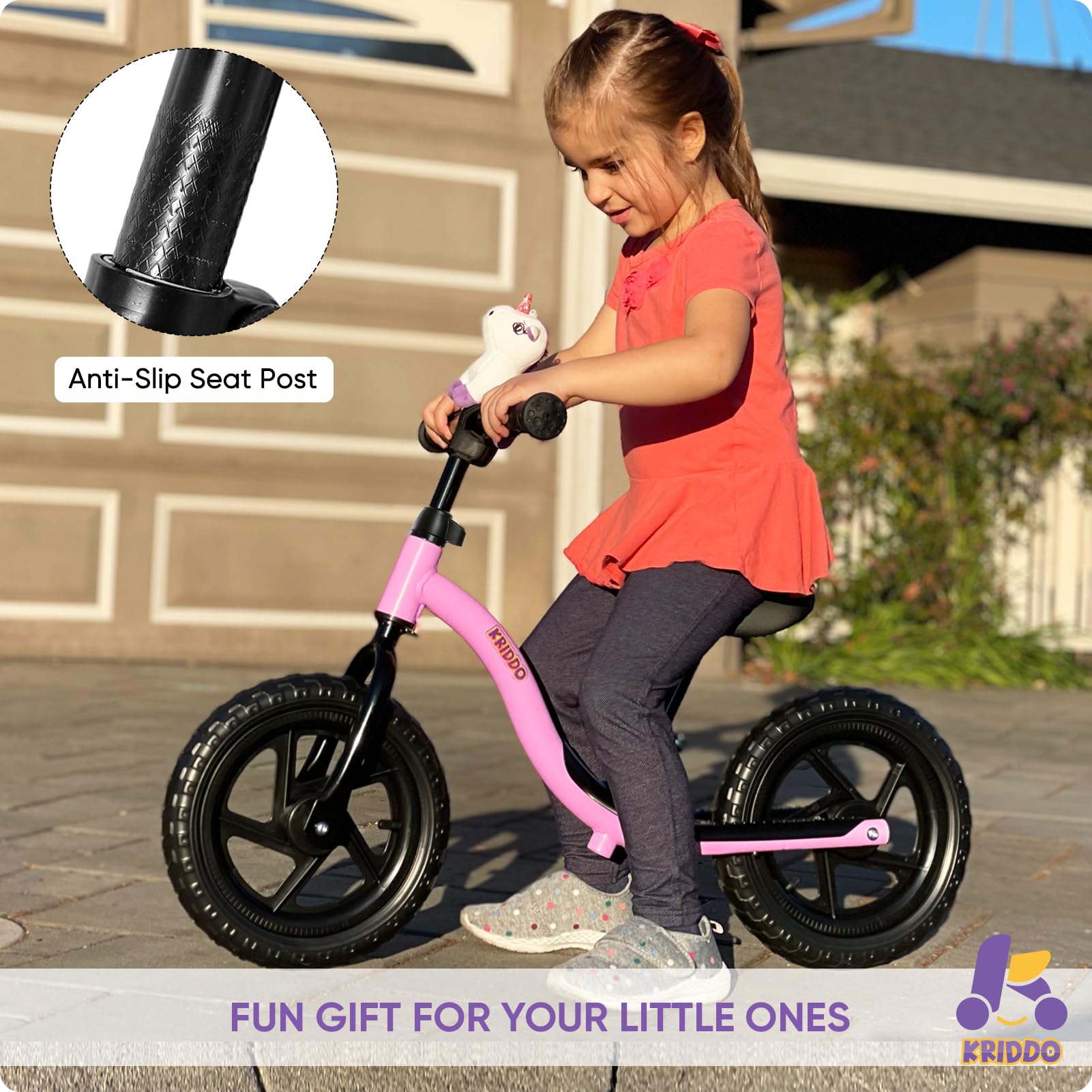 KRIDDO balance bike footrest supports feet and gliding practice