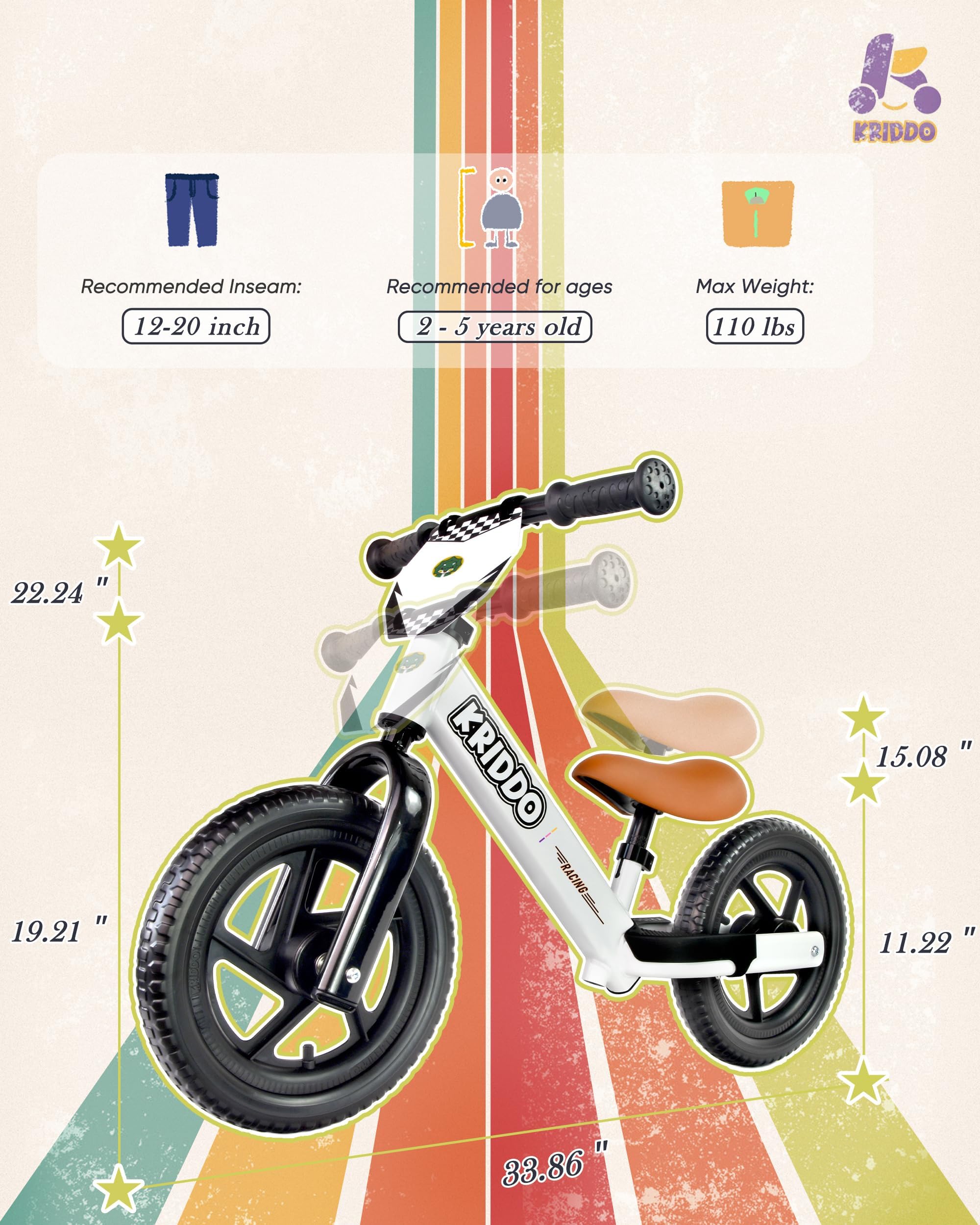 KRIDDO non-slip footrest helps little feet stay secure during rides.
