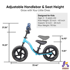 KRIDDO balance bike puncture-resistant tires improve all-terrain traction.