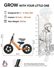 KRIDDO balance bike with soft PU seat for comfortable practice sessions