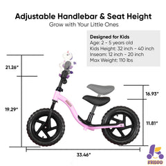 KRIDDO balance bike soft seat and handlebars for comfortable handling