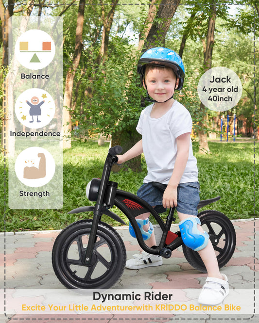 KRIDDO balance bike upgraded tires boost stability on varied surfaces