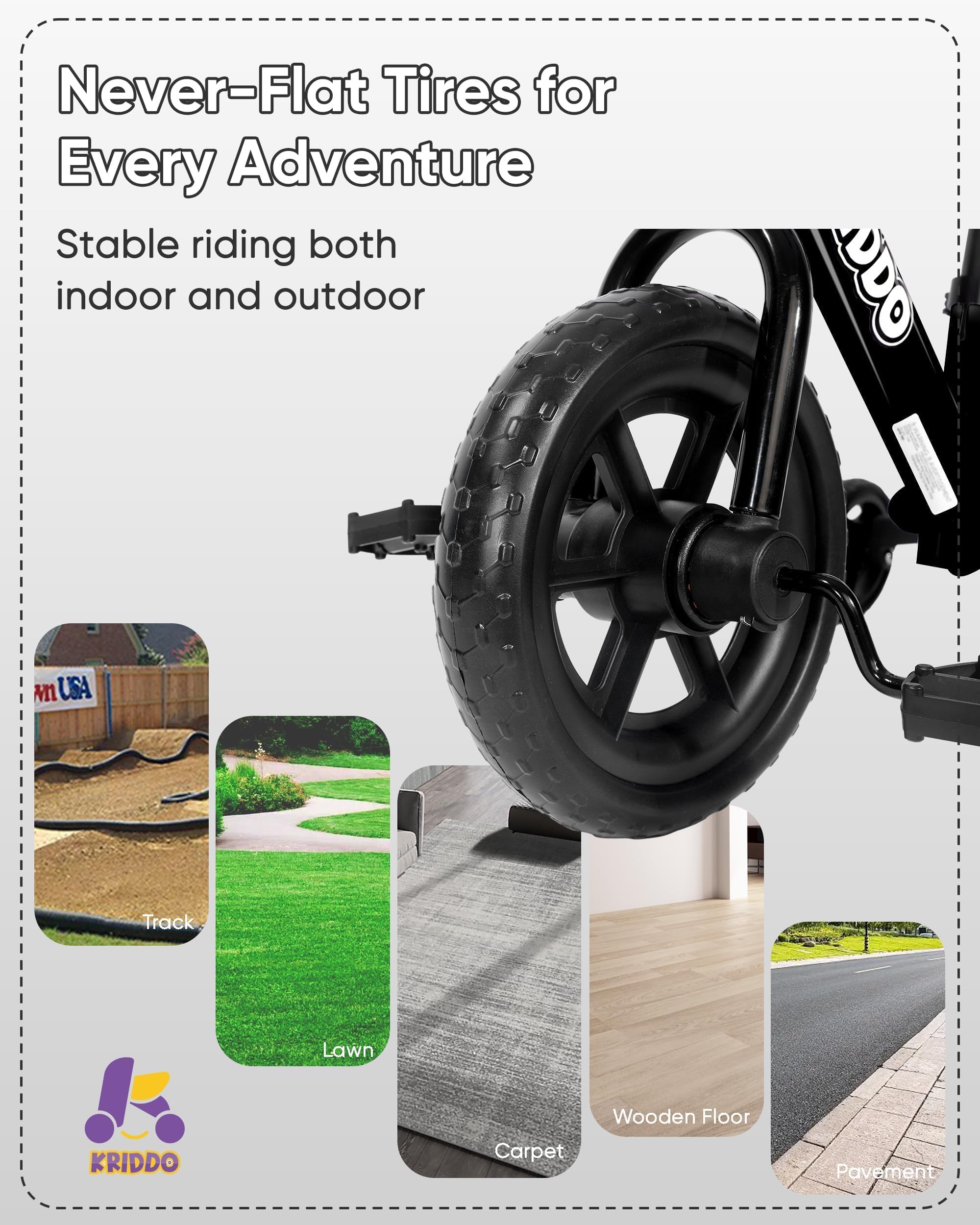 KRIDDO convertible balance bike ready for balance-only riding