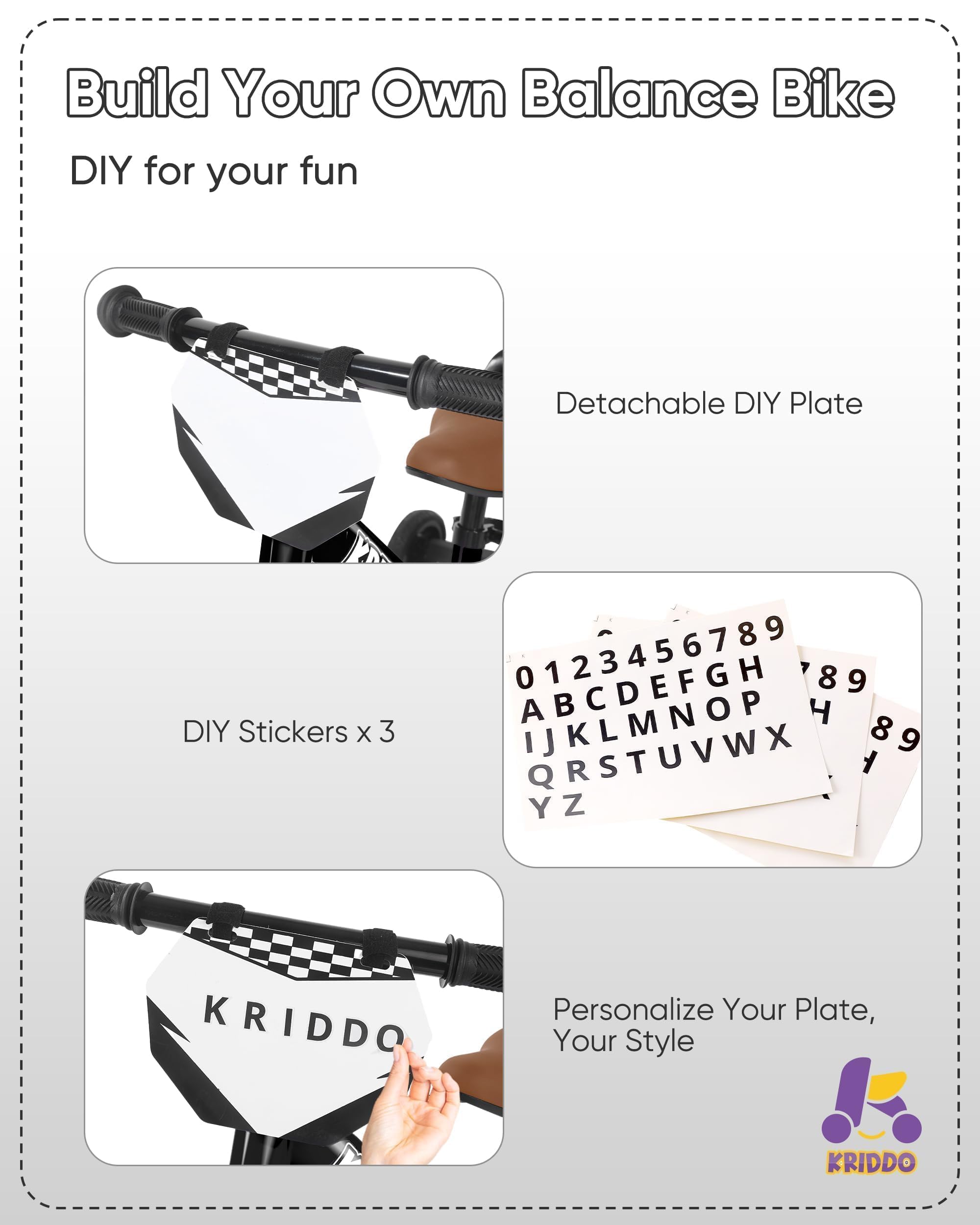 KRIDDO customizable plate inviting personalized bike style