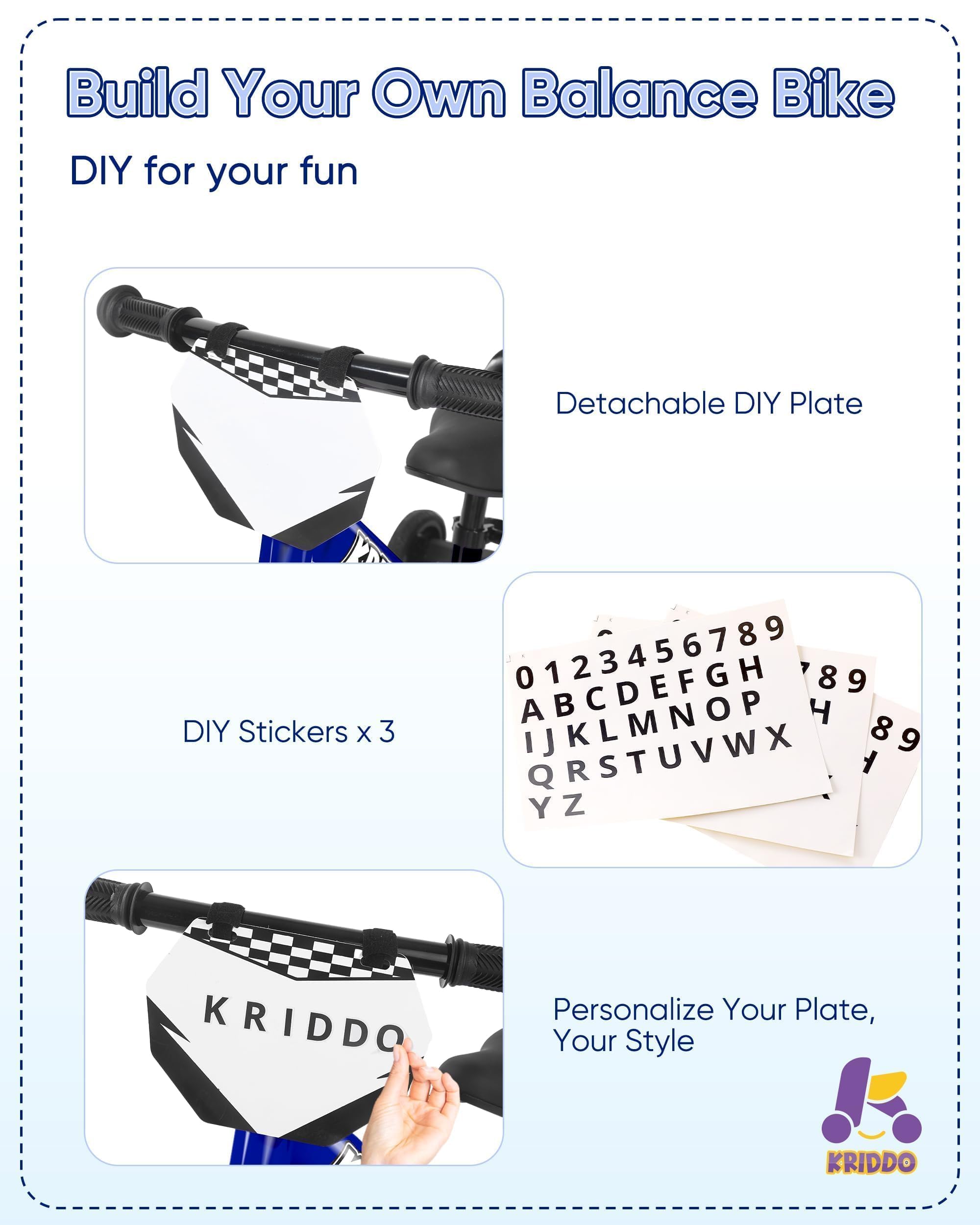 KRIDDO detachable training wheels convert to classic balance bike.