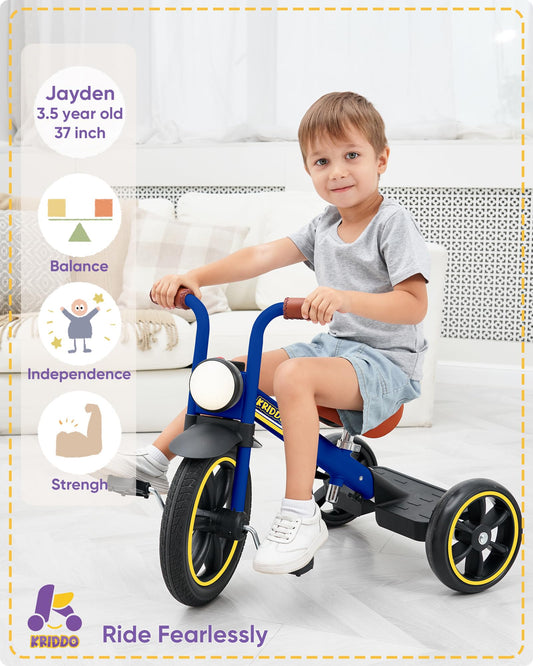 KRIDDO kids 12-inch tricycle adjustable seat grows with your child.
