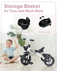 KRIDDO Kids Tricycle ergonomic seat provides comfy support for growing toddlers.