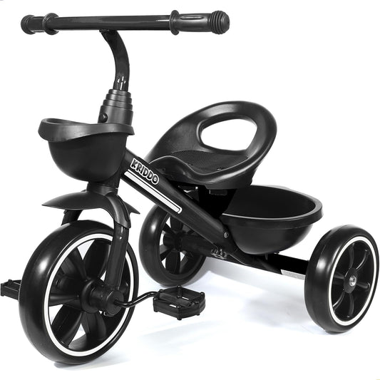 KRIDDO Kids Tricycle front view showcasing sturdy frame for early riding confidence.
