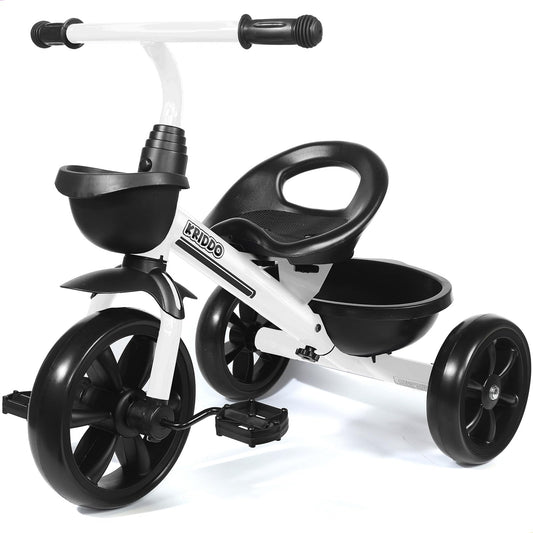 KRIDDO Kids Tricycle front view, showcasing stable design for confident toddler rides.