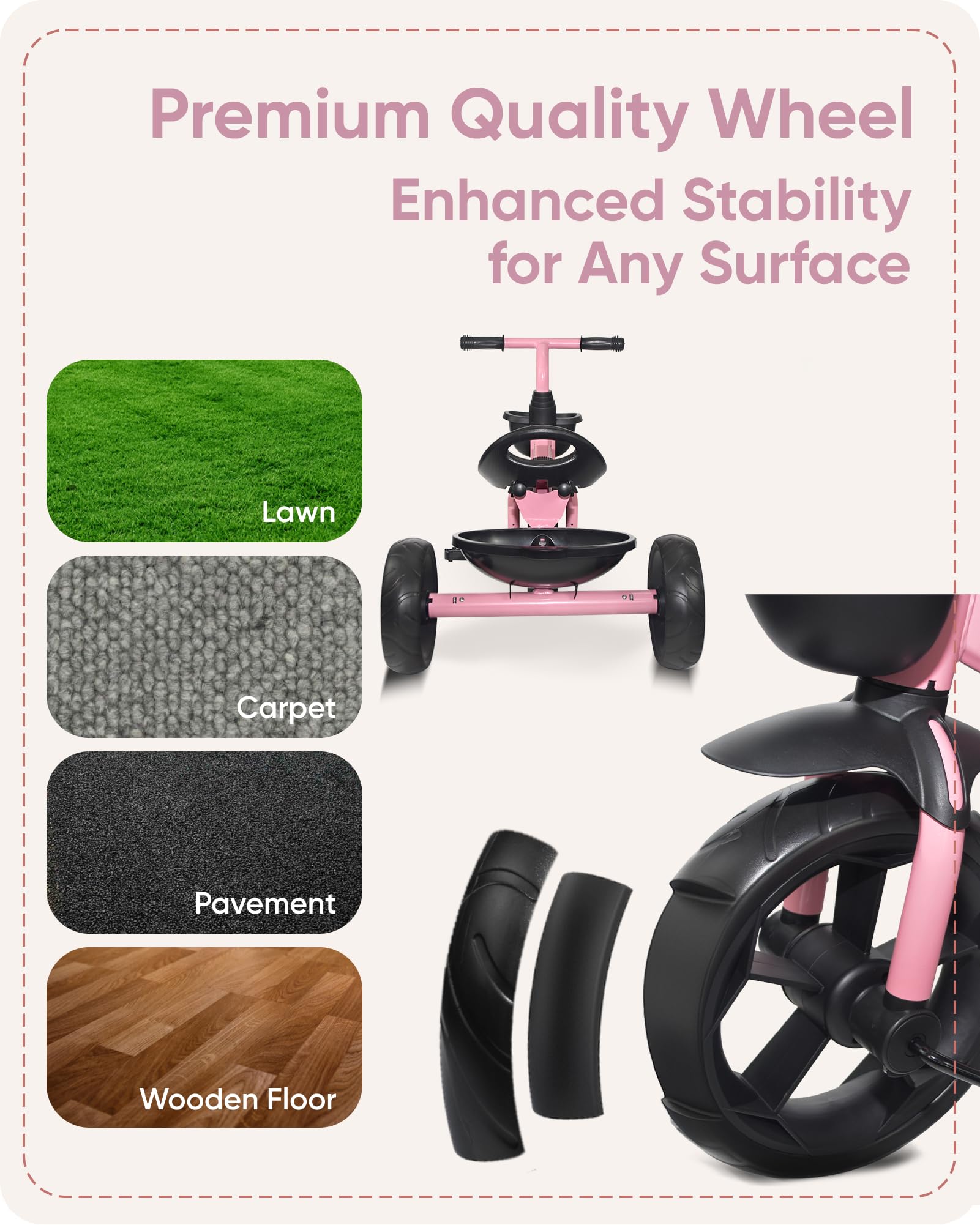 KRIDDO pink BPA-free paint ensures safe, kid-friendly finish.