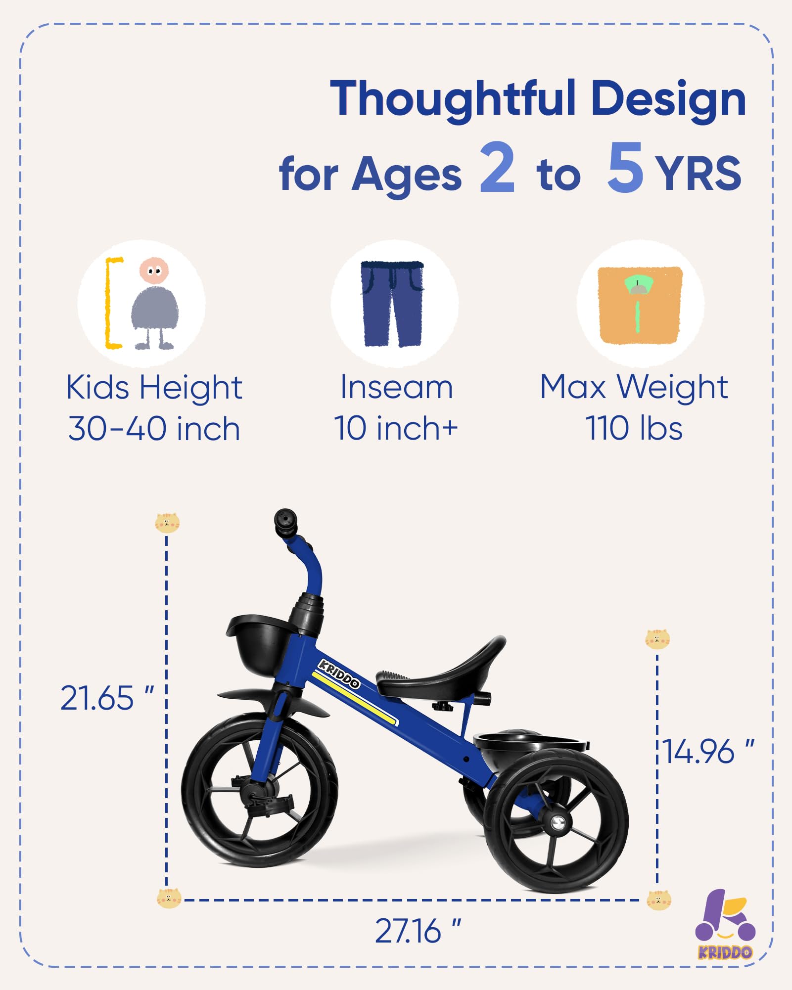 KRIDDO kids tricycle quiet wheels keep indoor play peaceful