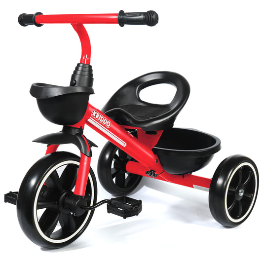 KRIDDO Kids Tricycle front view with stable frame for young riders