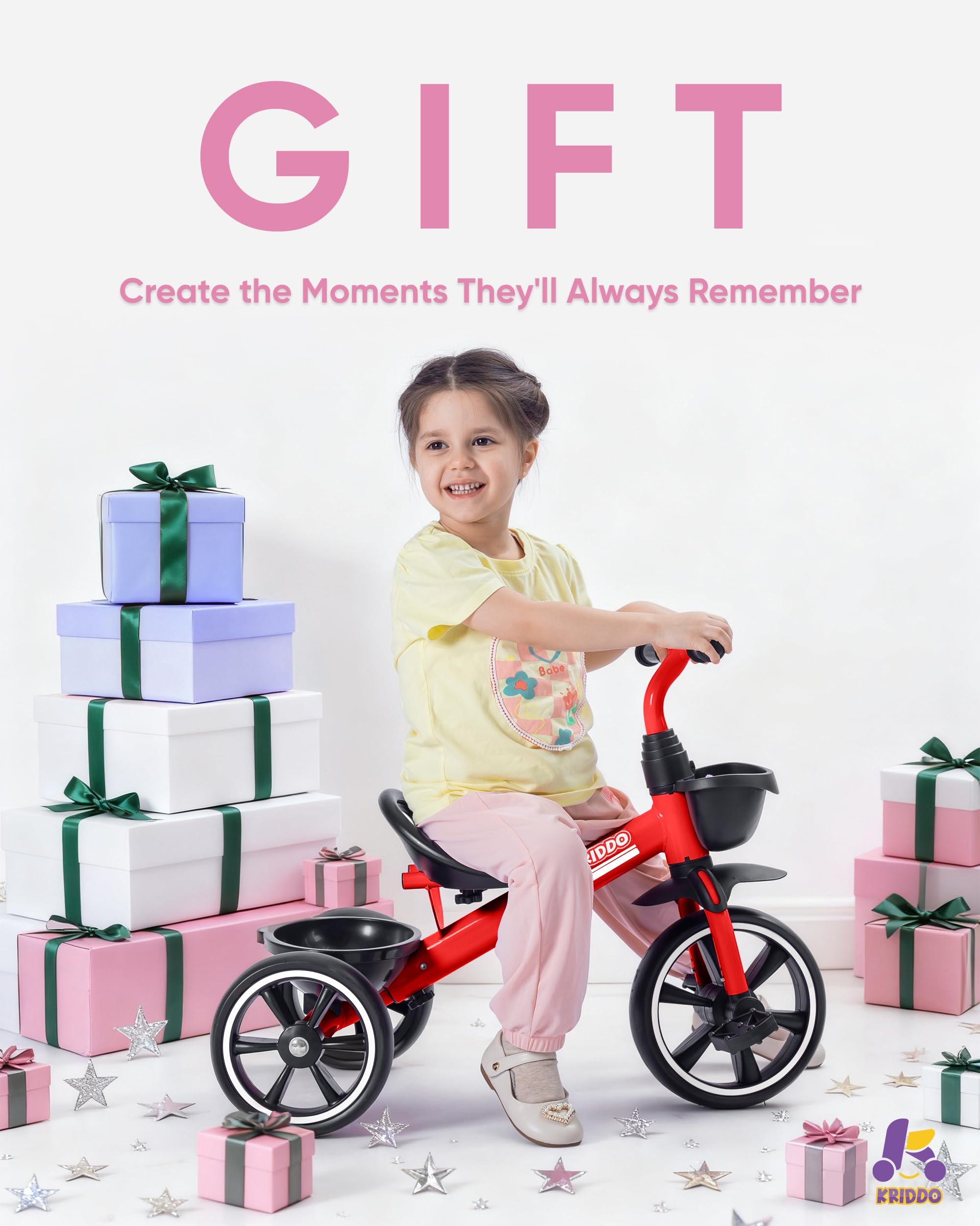 KRIDDO Kids Tricycle packaging-ready design makes gifting simple