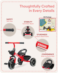 KRIDDO Kids Tricycle indoor-outdoor use supports versatile play spaces