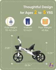KRIDDO Kids Tricycle seat closeup shows comfortable, easy-to-clean seating.