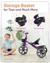 KRIDDO Tricycle's silent wheels enable smooth indoor and outdoor play.