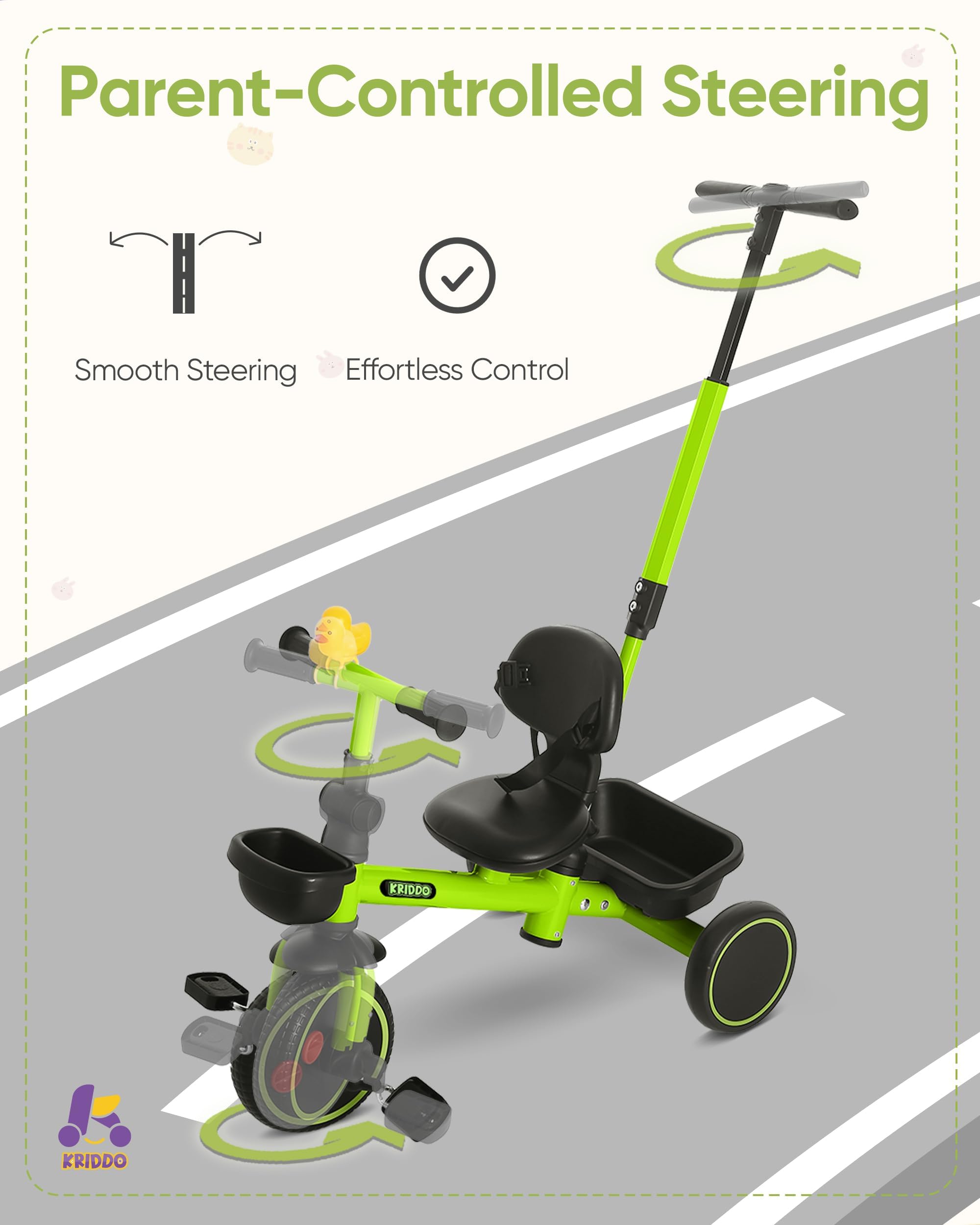 KRIDDO pedal clutch allows smooth switch to push mode.