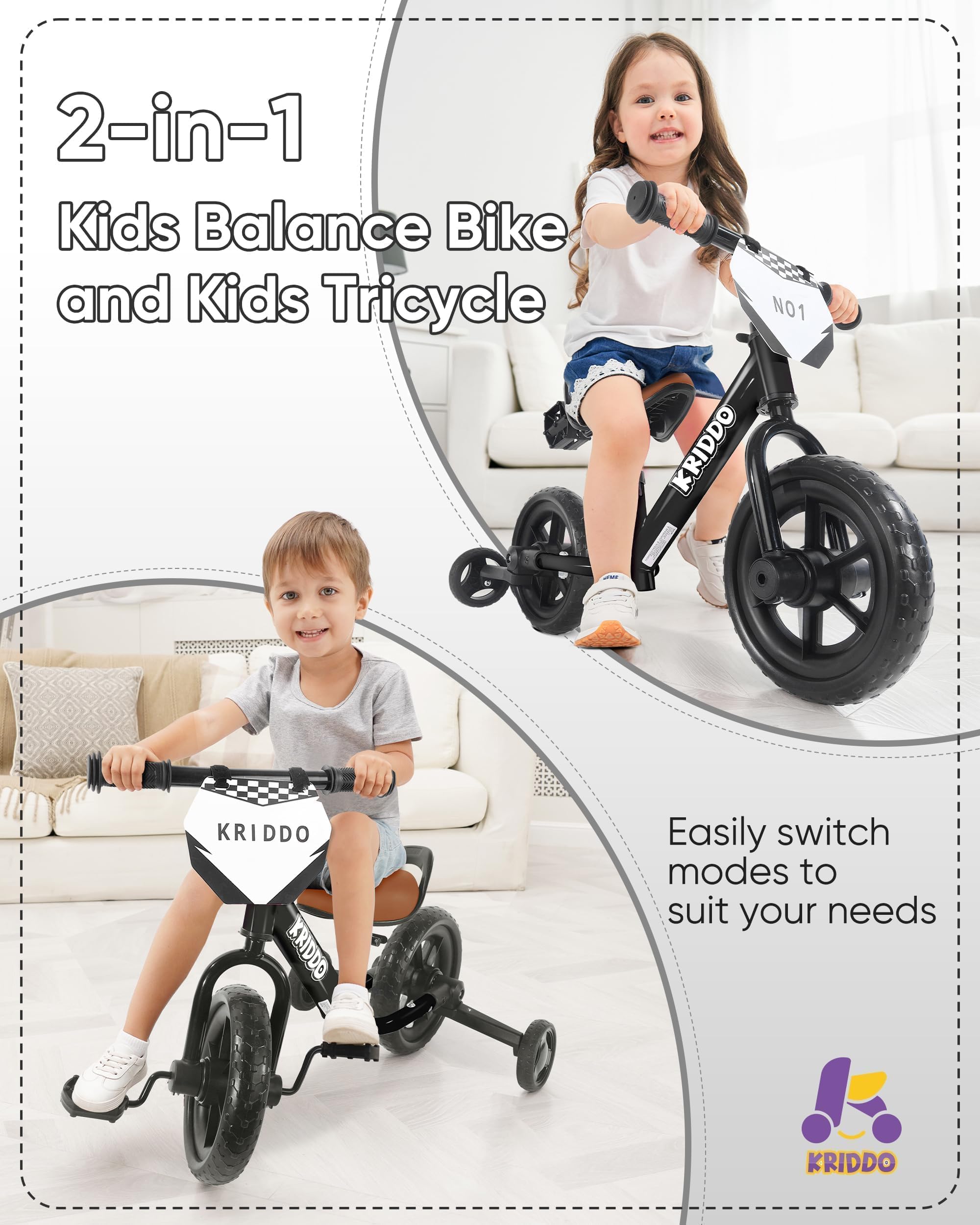 KRIDDO pedal storage under rear seat keeps pedals secure during transitions