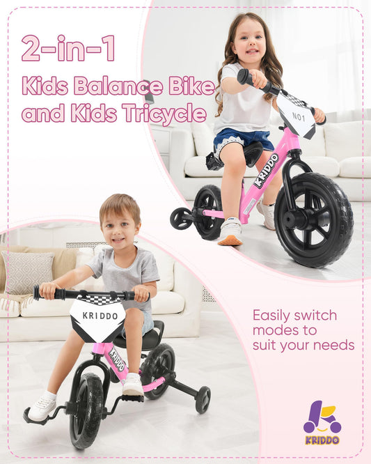 KRIDDO pedal storage under seat keeps pedals secure during switch to balance mode.