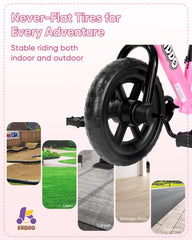 KRIDDO pink ride for toddlers ages 18 months to 3 years.