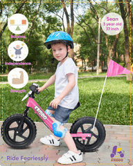 KRIDDO Pro pink bike with hand brake supports controlled stopping for toddlers.