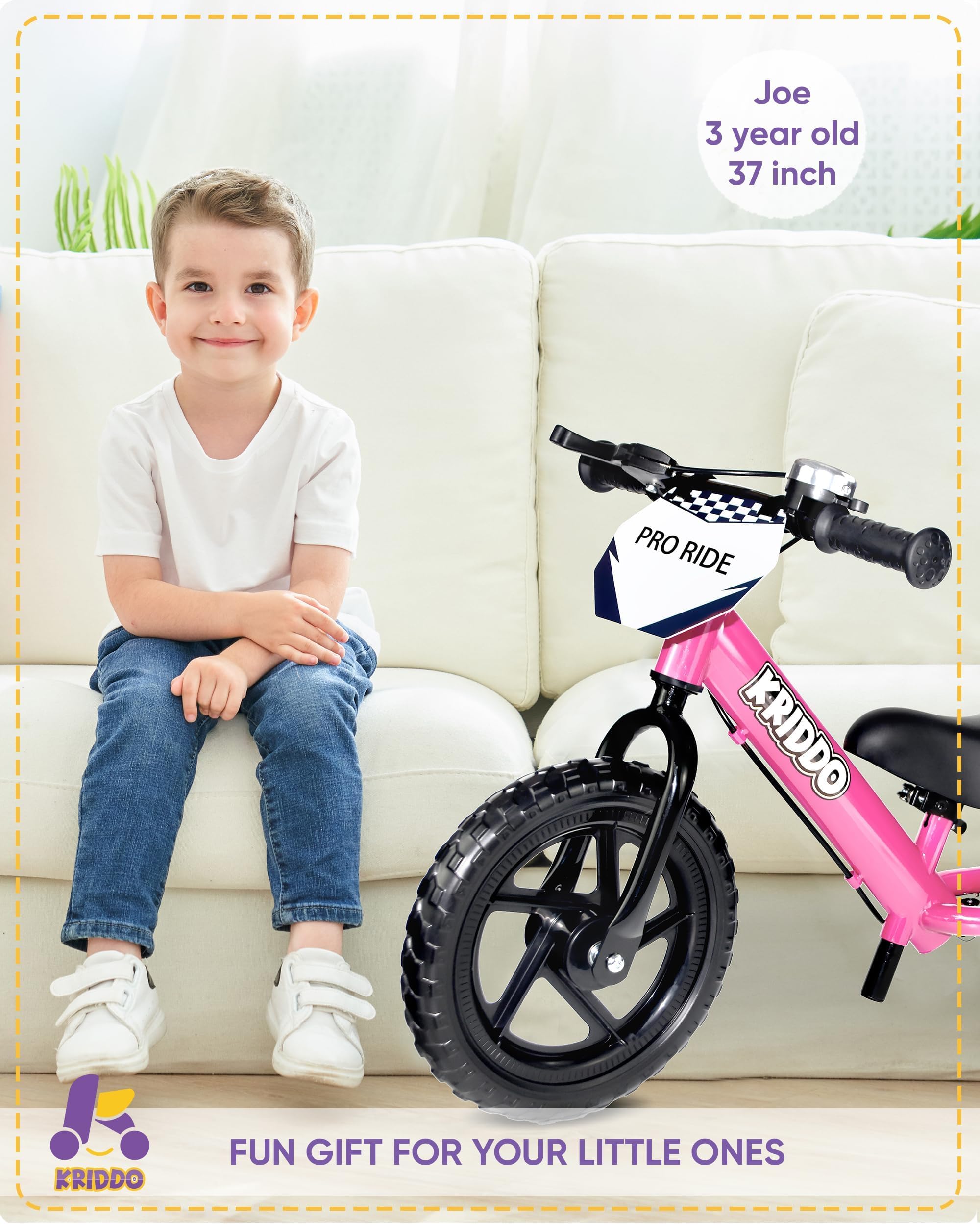 KRIDDO Pro balance bike rear kickstand helps easy parking after rides.