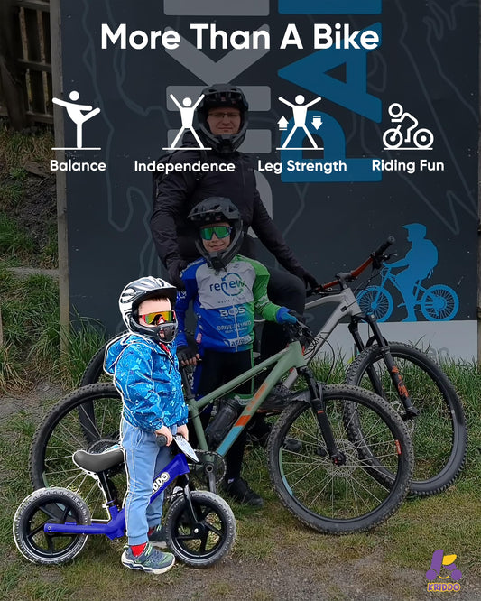 KRIDDO balance bike 12-inch wheels aiding early balance practice.