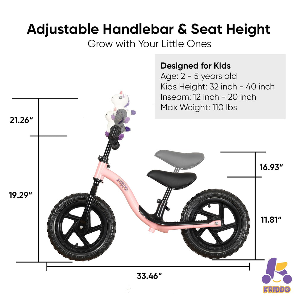KRIDDO all terrain tires on balance bike offer grip on grass and pavement