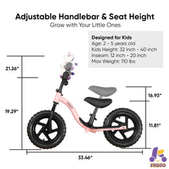 KRIDDO all terrain tires on balance bike offer grip on grass and pavement