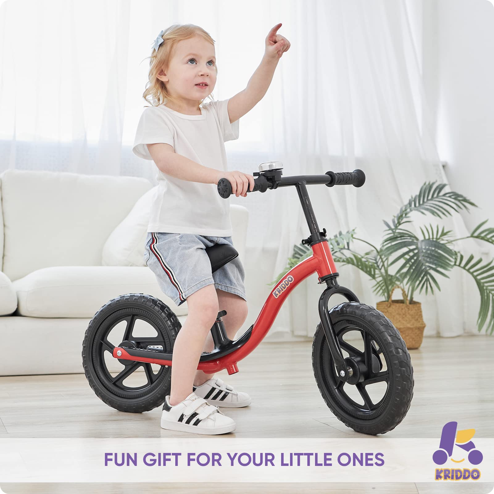 KRIDDO toddler bike bell with US flag promotes playful signaling during rides