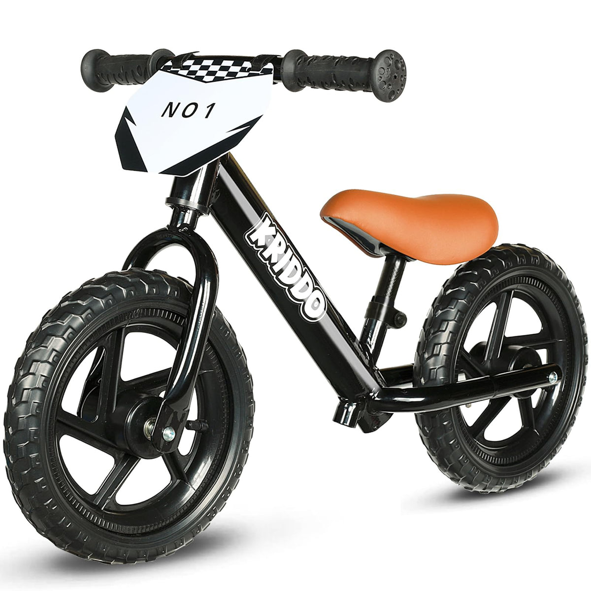 KRIDDO toddler balance bike frame for sturdy outdoor practice and balance building.