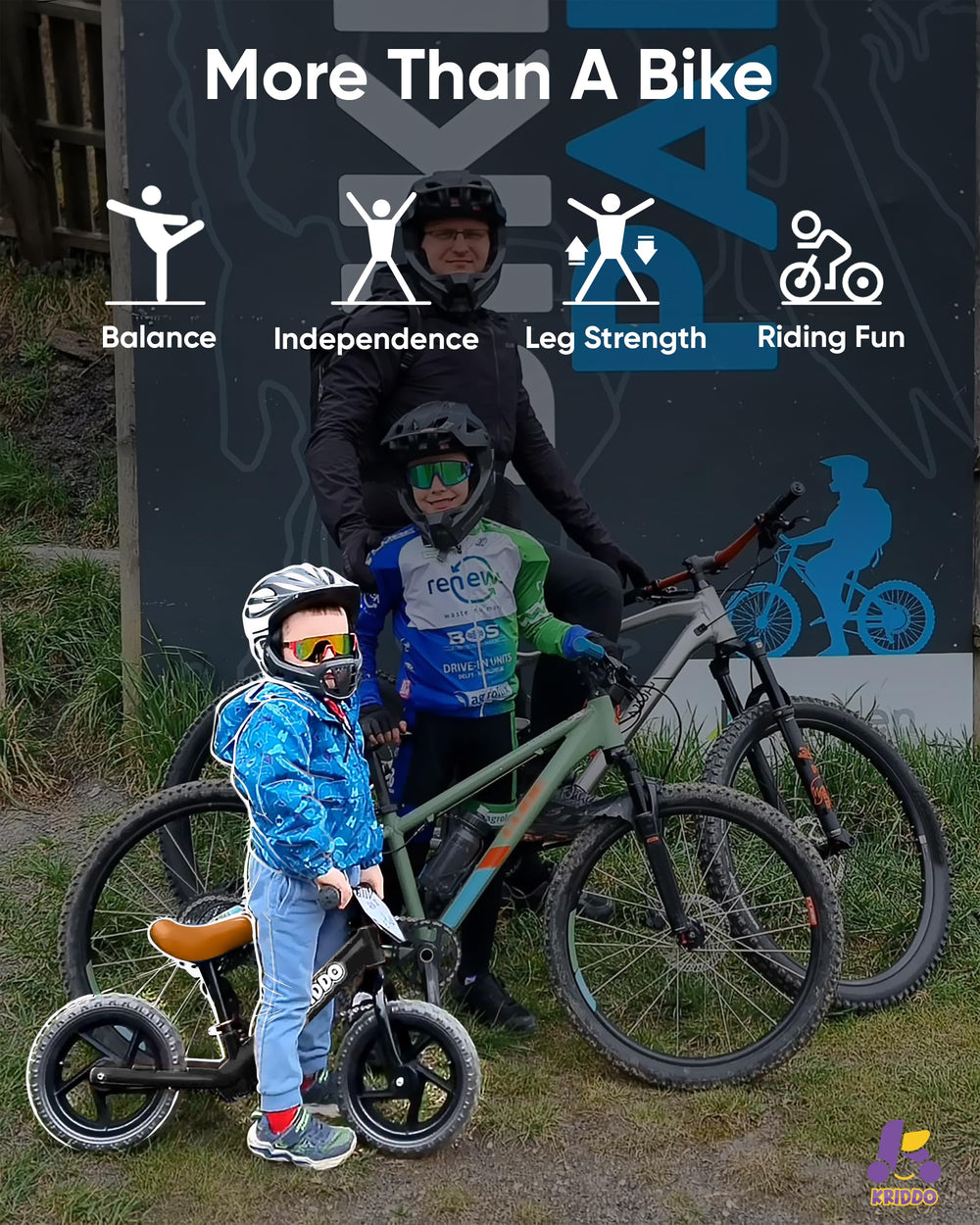 KRIDDO balance bike handlebars with soft grip for comfortable steering.