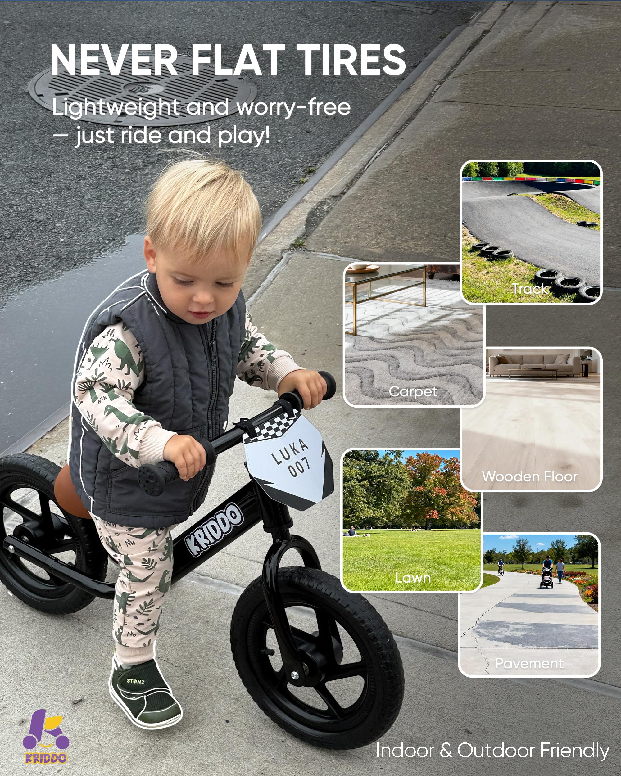 KRIDDO adjustable height makes growth-friendly riding possible.