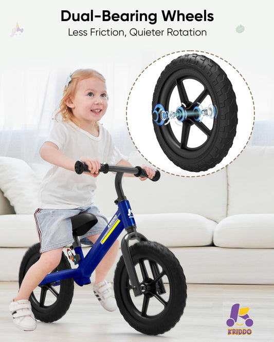 KRIDDO balance bike lightning plate under seat sparks imaginative riding