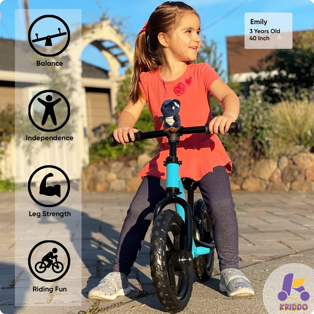 KRIDDO balance bike soft-grip handlebars enhance comfortable control.