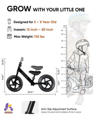 KRIDDO balance bike with soft grip handlebars for safe handling.