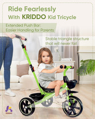 KRIDDO tricycle with silent wheels suitable for indoor and outdoor play