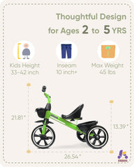 KRIDDO ergonomic seat and grips boost comfort during practice rides.