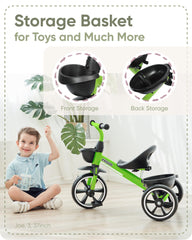 KRIDDO tricycle for indoor and outdoor use, safe for home floors.