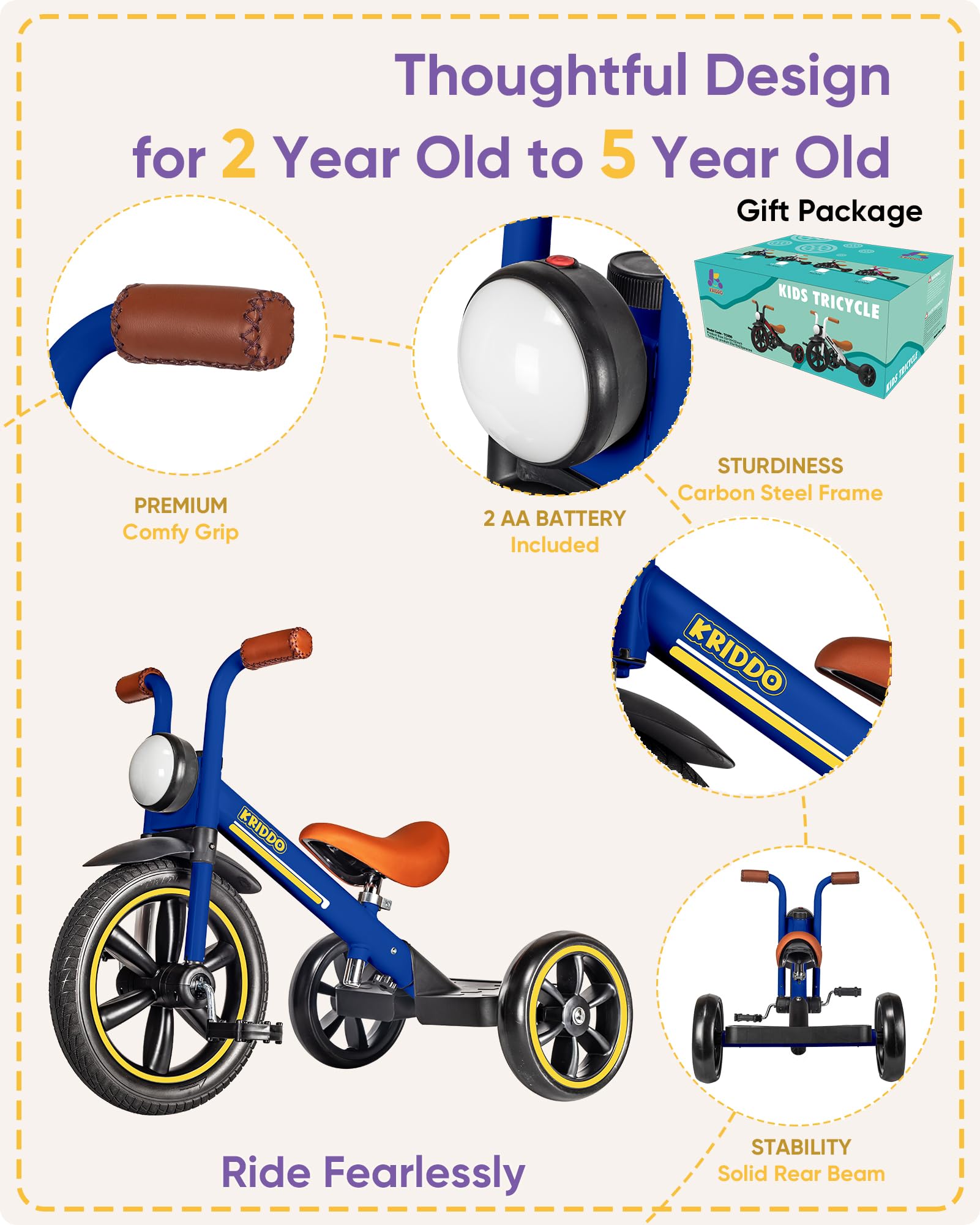 KRIDDO triangular design adds stability while your child learns.