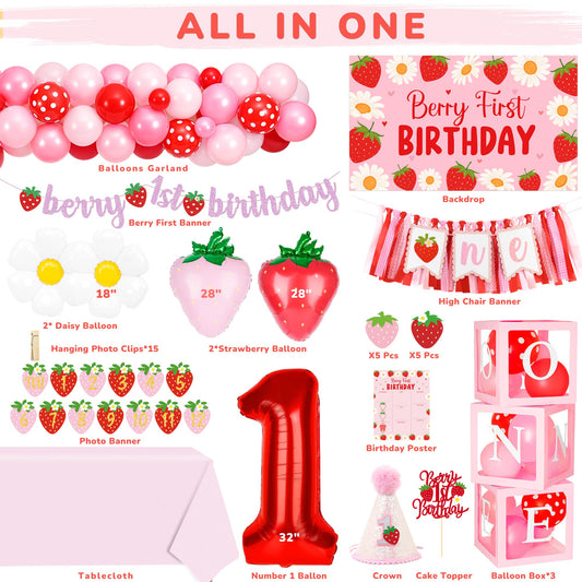 Kriyokiaa Strawberry backdrop sets a charming strawberry-themed scene for photos.