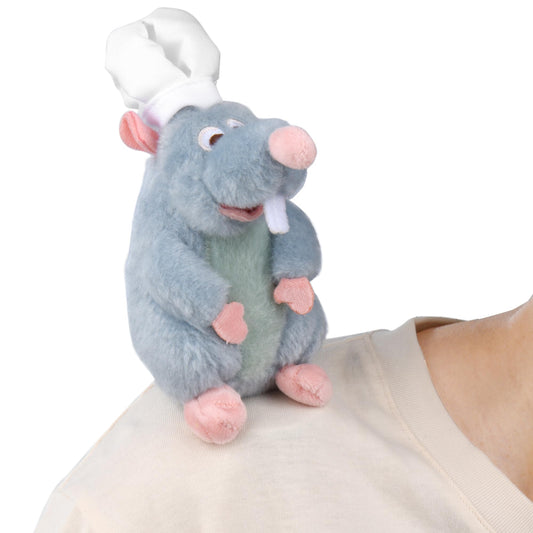 KRK Rat Plush 6-inch grayish-blue on shoulder for playful companionship