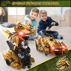 Kroyedfuw Dinosaur Transform RC Car gift-ready packaging for birthdays.