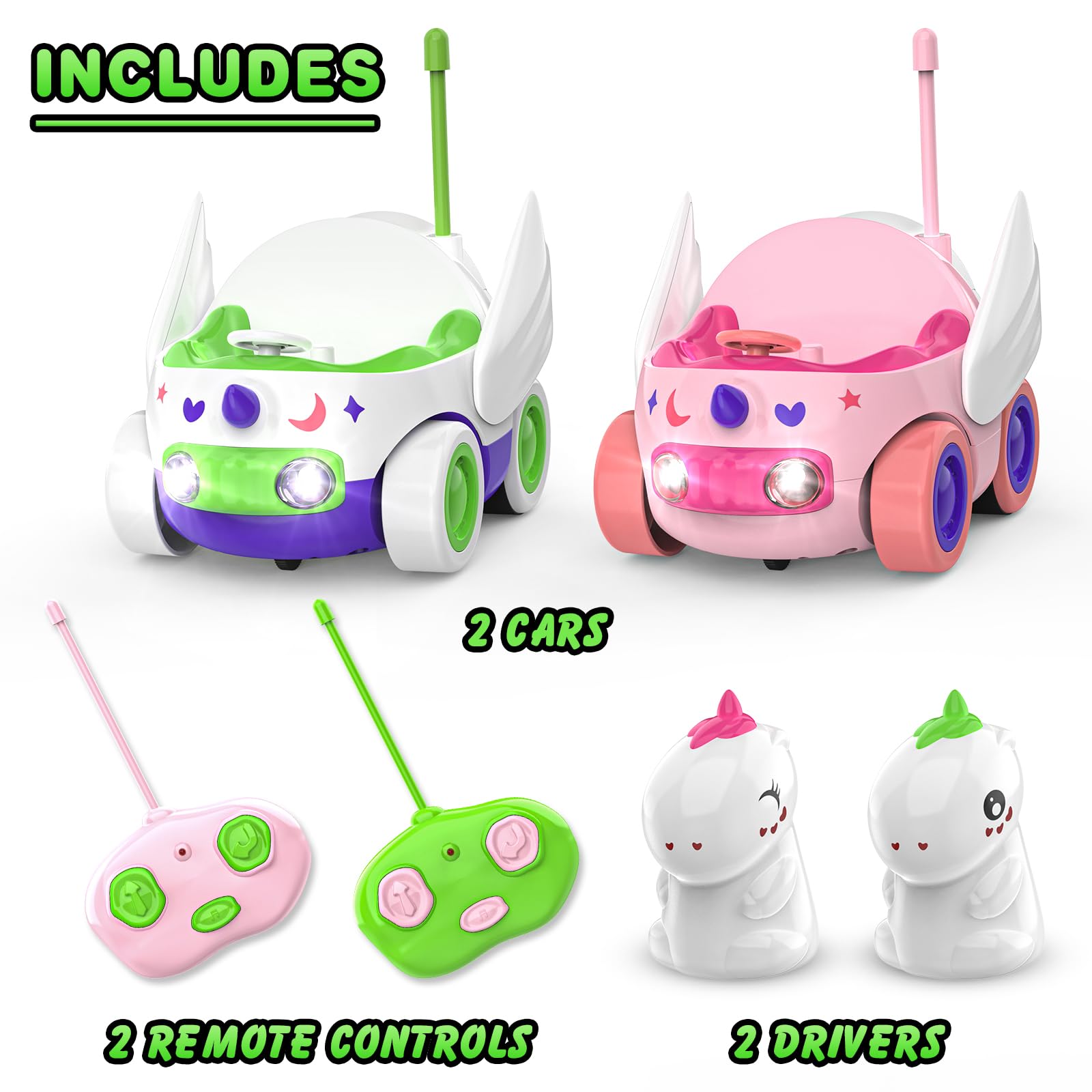 Kroyedfuw Unicorn RC Car LED headlights brighten playtime