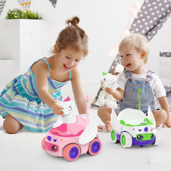 Toddler-friendly Kroyedfuw unicorn RC car during playtime