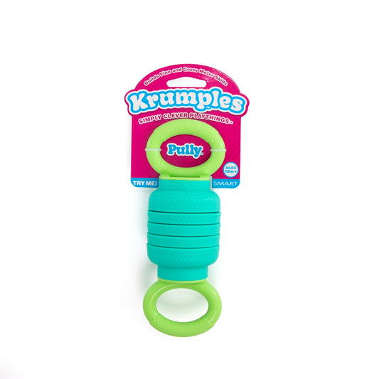 KRUMPLES Pully Teal closeup showcases textured silicone for engaging sensory play.