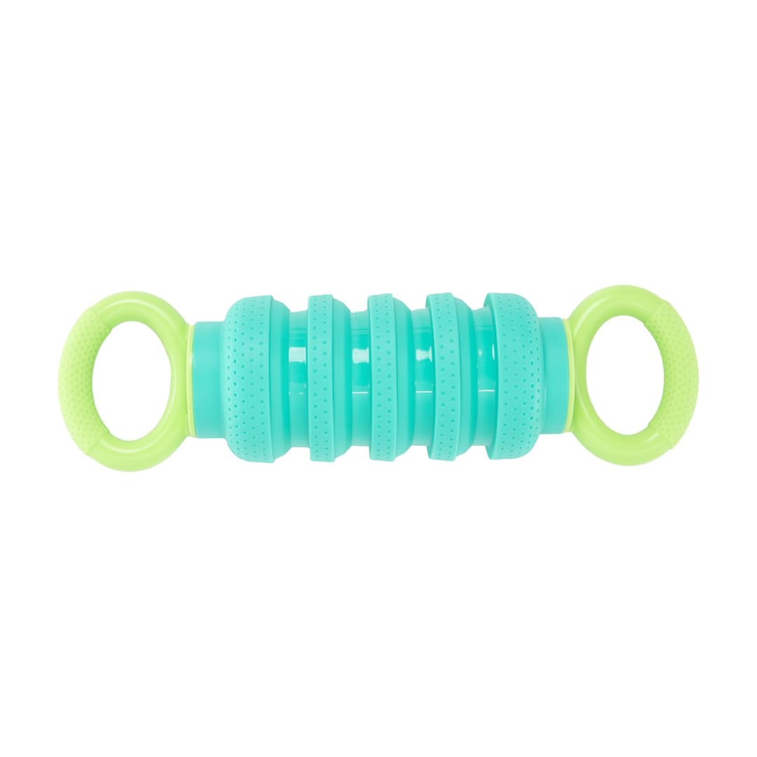 KRUMPLES Pully Teal at mealtime adds playful push and pop moments.